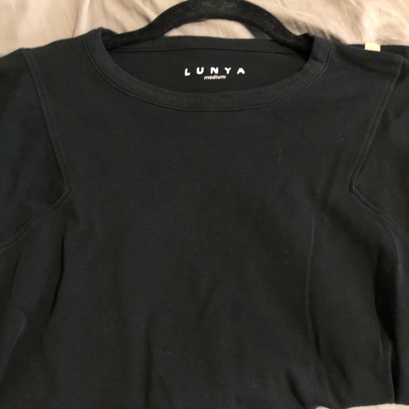 Lunya black crew neck sweater pop over size Medium Pima cotton comfy - Picture 9 of 10